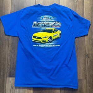 Vintage Ford Driving Skills Blue Graphic Gildan  T-Shirt Blue Large Shelby GT500
